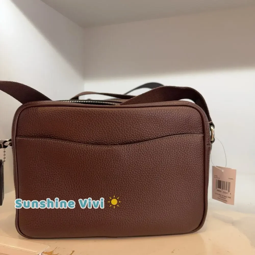 NWT Coach Colton Crossbody Bag 25 CES86 Silver/maple Refined pebble leather
